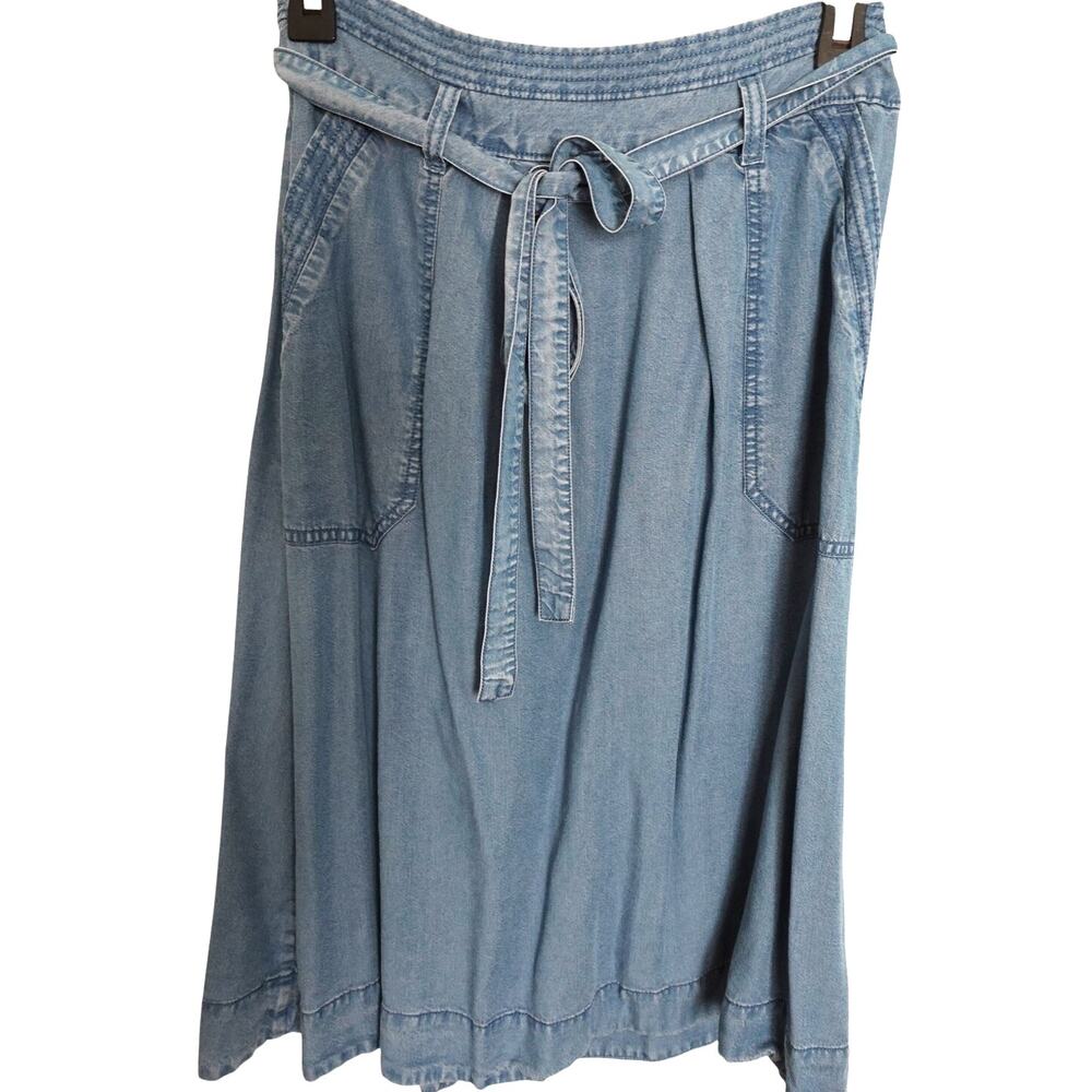 GAP A-Line Utility Denim Lyocell Belted Skirt Size 4 Lightweight Western Casual